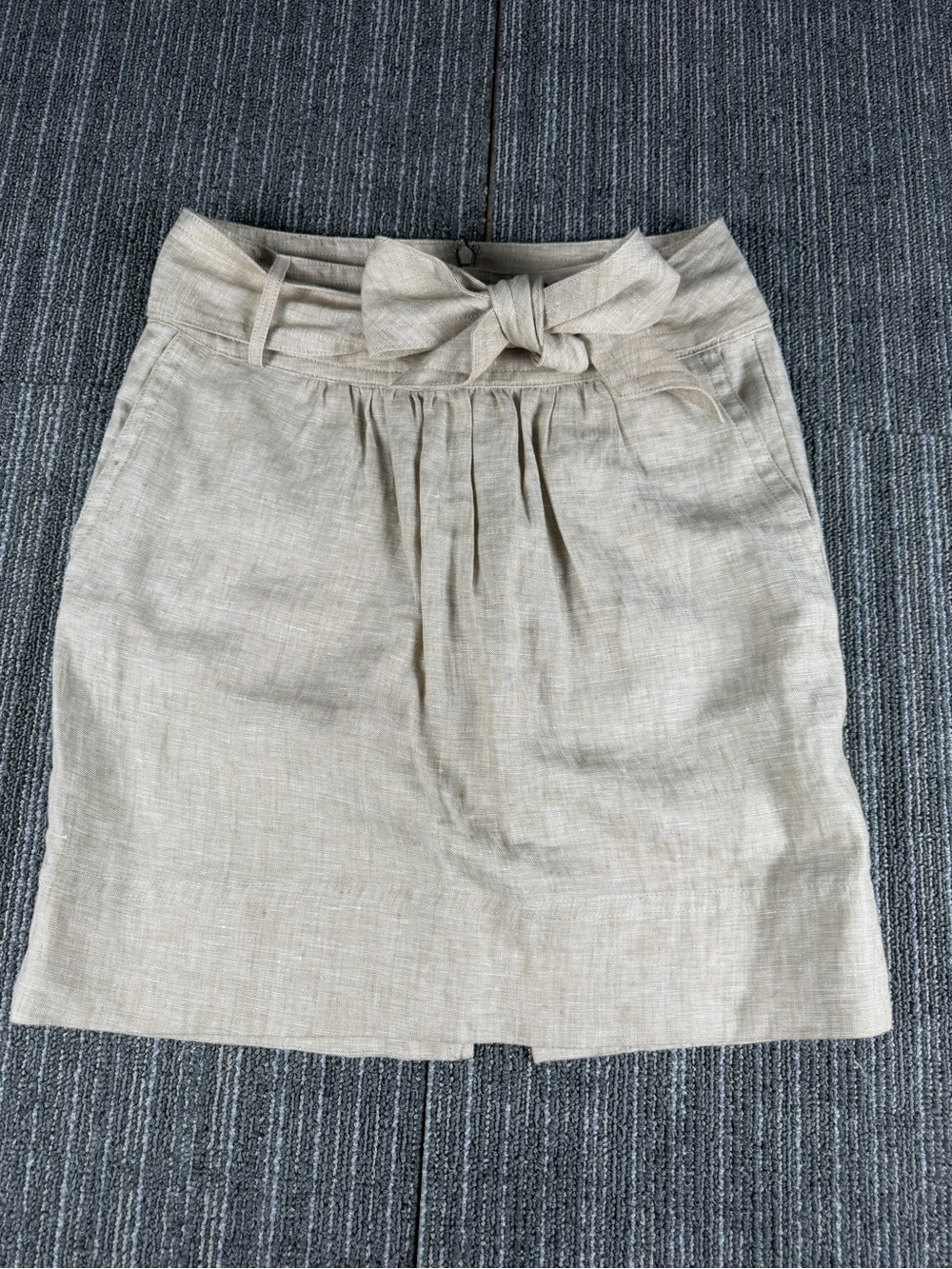 Banana Republic Cream Tie-Waist 100% Linen Mini Skirt Size 0